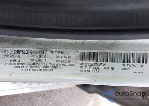 2012 Chrysler 200 Limited z USA, uszkodzony, nr VIN 1C3CCBCG4CN326307